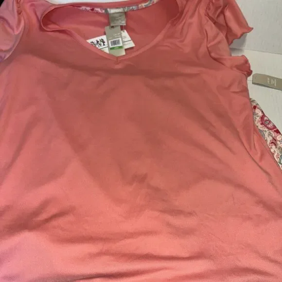 INK+IVY Women's Sleepwear 2pc Set Raglan Sleeve T-Shirt Peach & Pink Size XL NWT - Picture 4 of 7